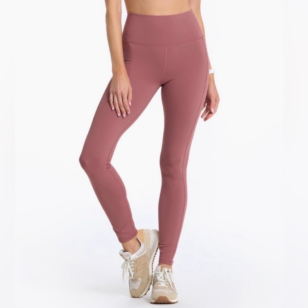 VUORI Rosewood Pink Studio Pocket 7/8 Active Workout High Rise Leggings Size L‎
